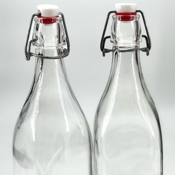 Vintage Italian (2) Swing Top 1 Lt. Glass Bottles/Carafes - Picture 5 of 11